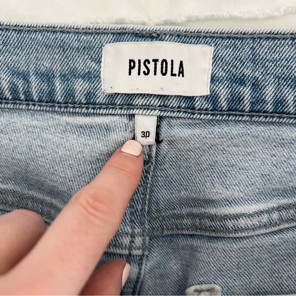 Pistola Lana raw hem high waisted cropped wide leg jeans light wash size 30 - Picture 7 of 12
